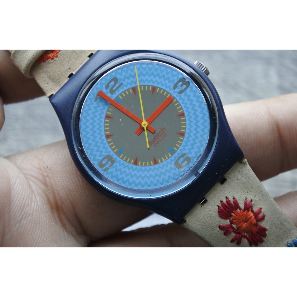 นาฬิกา Vintage มือสองญี่ปุ่น Swatchปี1992 ระบบ QUARTZ ผู้ชาย ทรงกลม หน้าปัด35มม