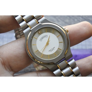 นาฬิกา Vintage มือสองญี่ปุ่น Vincent เพชรแท้ ระบบ QUARTZ UNISEX ทรงกลม หน้าปัด36มม