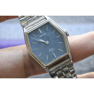 นาฬิกา Vintage มือสองญี่ปุ่น SEIKO SOCIE 11-8090 ระบบ ไขลาน UNISEX ทรงแปดเหลี่ยม หน้าสีน้ำเงิน หน้าปัด27มม