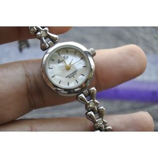 นาฬิกา Vintage มือสองญี่ปุ่น Purerise ระบบ QUARTZ ผู้หญิง ทรงกลม กรอบเงิน หน้าปัด23มม