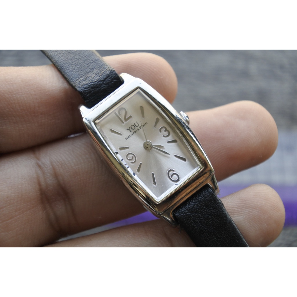 นาฬิกา Vintage มือสองญี่ปุ่น Orient ระบบ QUARTZ ผู้หญิง ทรงสี่เหลี่ยม กรอบเงิน หน้าปัด19มม