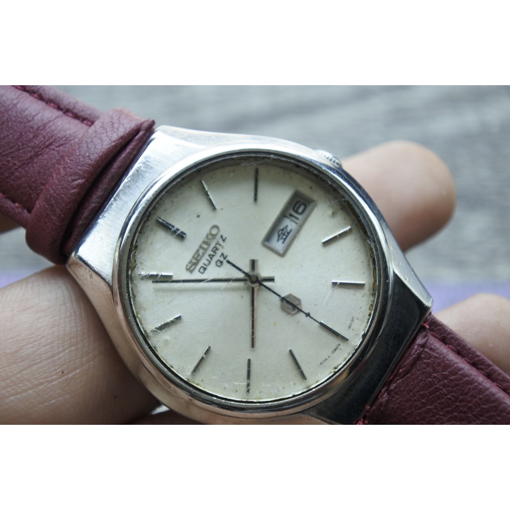 นาฬิกา Vintage มือสองญี่ปุ่น Seiko QZ 0920 8010 ระบบ QUARTZ ผู้ชาย ทรงกลม กรอบเงิน หน้าขาว หน้าปัด36มม
