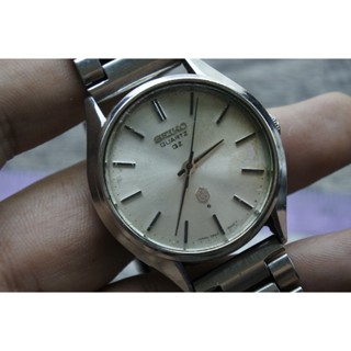 นาฬิกา Vintage มือสองญี่ปุ่น Seiko QZ 0920 8000 ระบบ QUARTZ ผู้ชาย ทรงกลม กรอบเงิน หน้าขาว หน้าปัด36มม