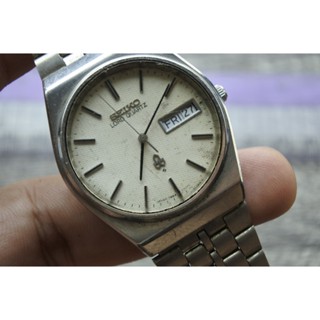 นาฬิกา Vintage มือสองญี่ปุ่น SEIKO LORD QUARTZ ระบบ 7853 7010 ผู้ชาย ทรงกลม กรอบเงิน หน้าขาว หน้าปัด37มม