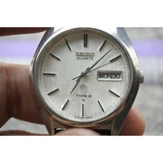 นาฬิกา Vintage มือสองญี่ปุ่น SEIKO TYPE II 4623 8020 ระบบ QUARTZ ผู้ชาย ทรงกลม กรอบเงิน หน้าขาว หน้าปัด37มม