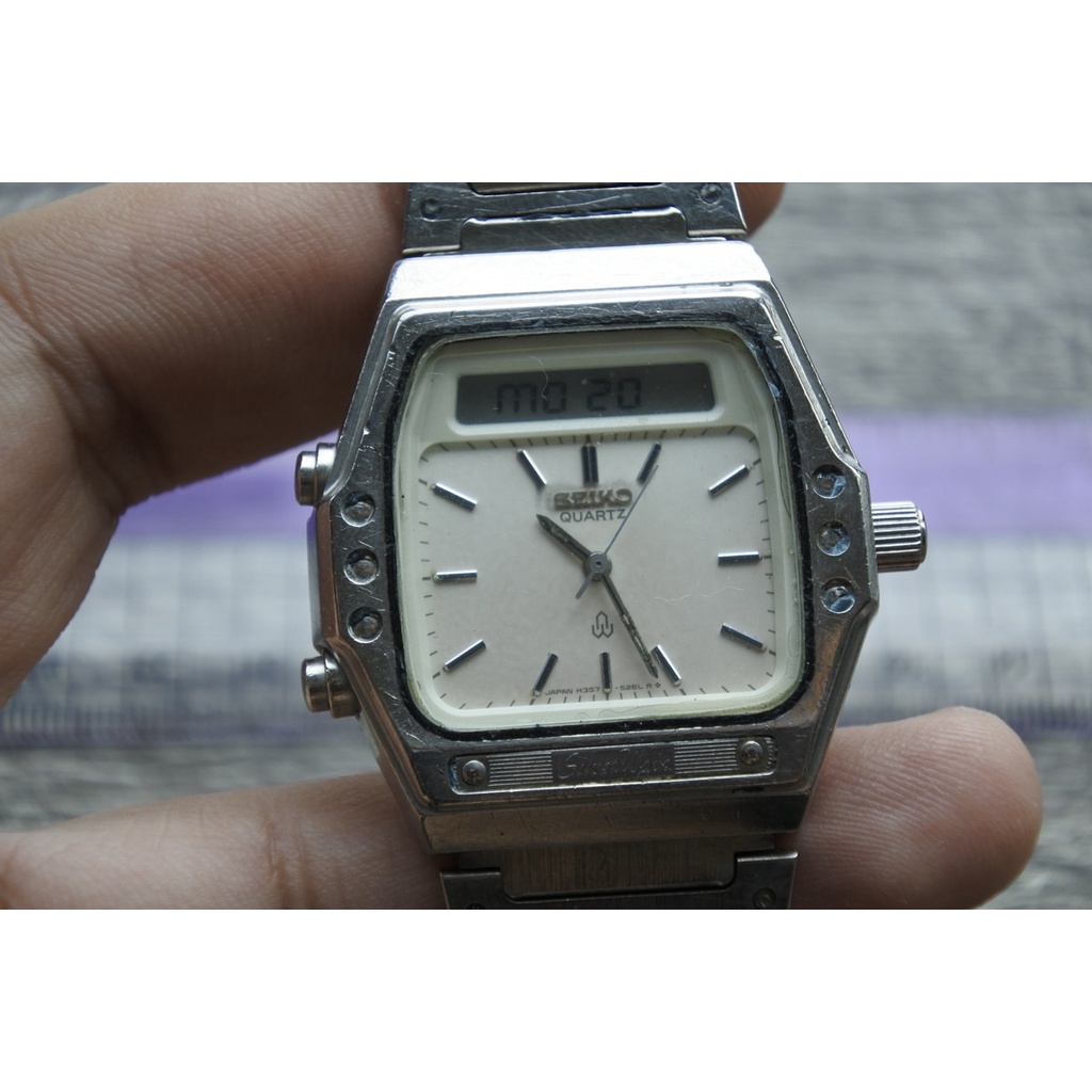 นาฬิกา Vintage มือสองญี่ปุ่น SEIKO SILVERWAVE 5H23 514A ระบบ LCD Digital Quartz ผู้ชาย ทรงสี่เหลี่ยม หน้าปัด41มม