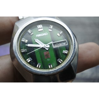 นาฬิกา Vintage มือสองญี่ปุ่น SEIKO ELNIX 0703 7020 ระบบ QUARTZ ผู้ชาย ทรงกลม กรอบเงิน หน้าปัดสีเขียว หน้าปัด37มม