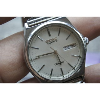 นาฬิกา Vintage มือสองญี่ปุ่น Seiko Chronos 8123 6130 ระบบ QUARTZ ผู้ชาย ทรงกลม กรอบเงิน หน้าขาว หน้าปัด35มม