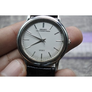 นาฬิกา Vintage มือสองญี่ปุ่น SEIKO HIGH STANDARD VERSION 8N41 7000 ระบบ QUARTZ ผู้ชาย ทรงกลม กรอบเงิน หน้าปัด36มม