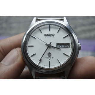 นาฬิกา Vintage มือสองญี่ปุ่น SEIKO TYPE II 0803 7030 ระบบ QUARTZ ผู้ชาย ทรงกลม กรอบเงิน หน้าขาว หน้าปัด36มม