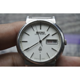 นาฬิกา Vintage มือสองญี่ปุ่น SEIKO LORD QUARTZ ระบบ 7143 7000 ผู้ชาย ทรงกลม กรอบเงิน หน้าขาว หน้าปัด36มม