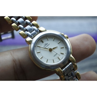 นาฬิกา Vintage มือสองญี่ปุ่น Citizen Club Lamer ระบบ QUARTZ ผู้หญิง ทรงกลม กรอบทอง หน้าขาว หน้าปัด25มม