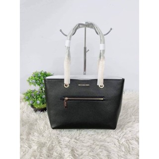 👜กระเป๋าสะพายไหล่ สีดำ หนังทั้งใบNew Michael Kors Jet Set Medium Front Pocket Chain Top Zip Tote Black Pebbled Leather