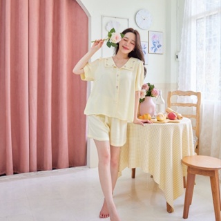 ชุดนอน Muslin pajamas [ โค้ด MUSSEP65 ลด 65฿] ชุดนอนผ้าเยื่อไผ่ ผ้านุ่ม ใส่สบาย (รุ่น A435)