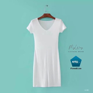 MyWay Brand :Dress ชุดเดรส เดรสไหมพรม ขาว**งาน Sale ไม่รับคืน**ไม่รับเปลี่ยนแบบ/Size  👋เลื่อนดูขนาดที่รูปสุดท้ายน้า