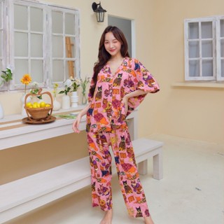 ชุดนอน Muslin pajamas [โค้ด MUSSEP65 ลด 65 ฿] เยื่อไผ่ แขนสั้นขาสั้น ผ้านุ่มเบา ใส่สบาย Over size (รุ่น A286 / G286)