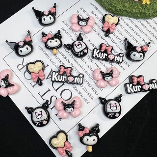 ❀สีดำ Kuromi เรซิ่นอุปกรณ์เสริมการ์ตูน DIY เครื่องประดับครีมกาวโทรศัพท์กรณีตกแต่งกล่อง Patch Hairpin วัสดุ