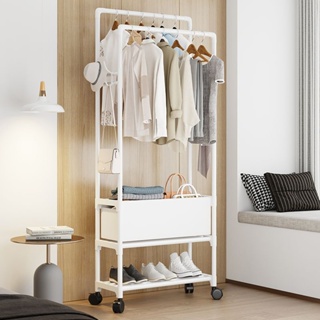 ❦☽♈Simple ราวตากผ้าชั้นแขวนเสื้อชั้นห้องนอนข้างเตียงแขวนเสื้อผ้าRackเช่าHouse Storage Rack