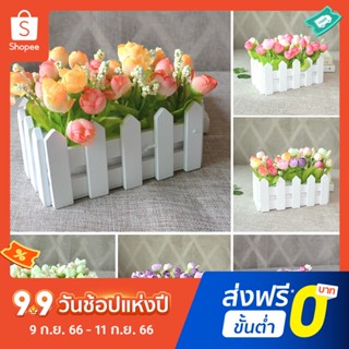 Pota รั้วไม้ดอกไม้ประดิษฐ์ สีขาว สําหรับตกแต่งบ้าน สวน 1 ชุด