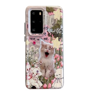 เคสโทรศัพท์มือถือ ประดับพลอยเทียม ลายแมวอวกาศน่ารัก DIY สําหรับ Huawei p40pro p50pro p50e nova10 9 g