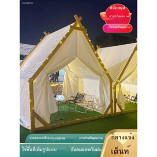 ✷เต้นท์แคมป์ปิ้ง  หลังคาสามเหลี่ยมแดงกลางแจ้ง หลังคาสันเขา open-air บาร์ แคมป์ปิ้ง บาร์บีคิว โครงเหล็กตลาดโต้รุ่งแบบกำหน