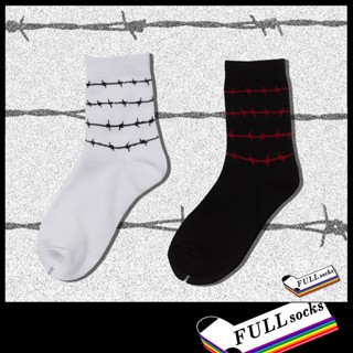 ถุงเท้าสตรีท ลาย ลวดหนาม ขนาด Free Size Thorns Socks_A66