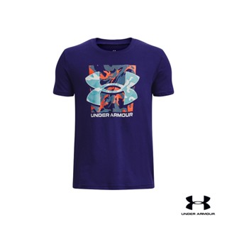 Under Armour Boys UA Box Logo Camo Short Sleeve อันเดอร์ อาร์เมอร์ เสื้อแขนสั้น UA Box Logo Camo สำหรับเด็กผู้ชาย