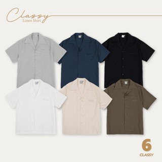 URTHE_CLASSY - เสื้อเชิ้ตผ้าลินิน 6 สี S M L