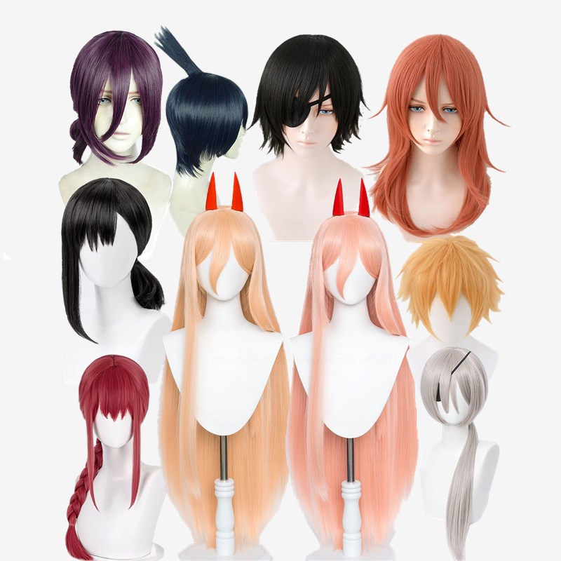 ❉✇▣วิกผมอะนิเมะเลื่อยโซ่คุณภาพสูงคอสเพลย์วิกผมทนความร้อนจาก Devil Quanxi Makima Power Hayakawa Aki D