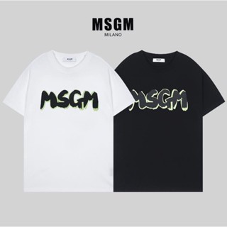 ใหม่ MSGM เสื้อยืดแขนสั้น ผ้าฝ้ายแท้ พิมพ์ลายตัวอักษรดิจิตอล สําหรับผู้ชาย และผู้หญิง