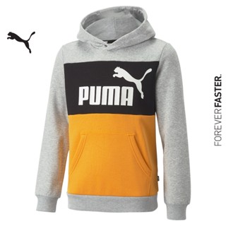 PUMA KIDS - เสื้อฮู้ดเด็กโตบล็อกสี Essentials+ สีเทา - APP - 67263504