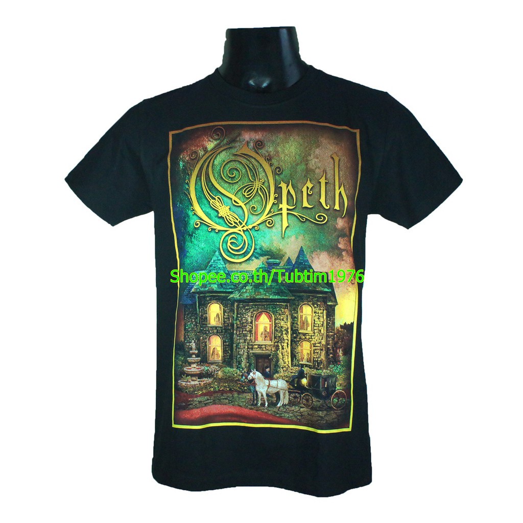 เสื้อวง OPETH ลาย โอเพ็ธ คฤหาสน์หรูแนวอาร์ตเวิร์ก เสื้อเมทัล Album Art Shirt สีดำ OPH1741