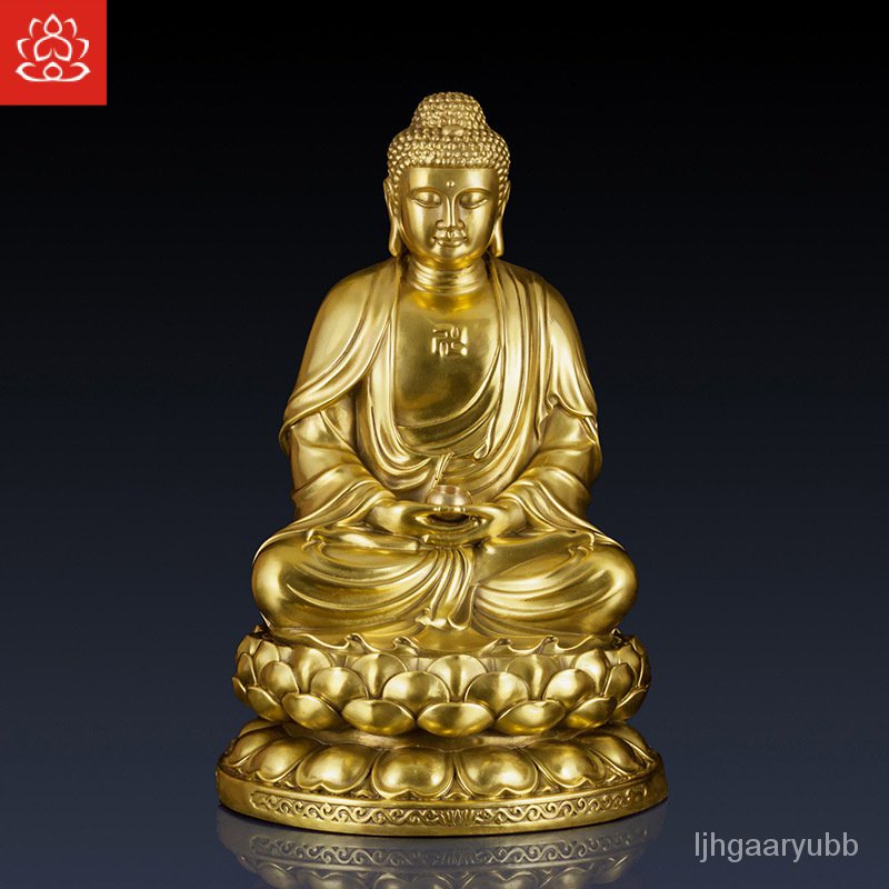 Pure Brass Whirling Three Holy Copper Buddha Statue Crafts Home Sakyamani Guanyin Tibetan King Buddha Copper Products Or