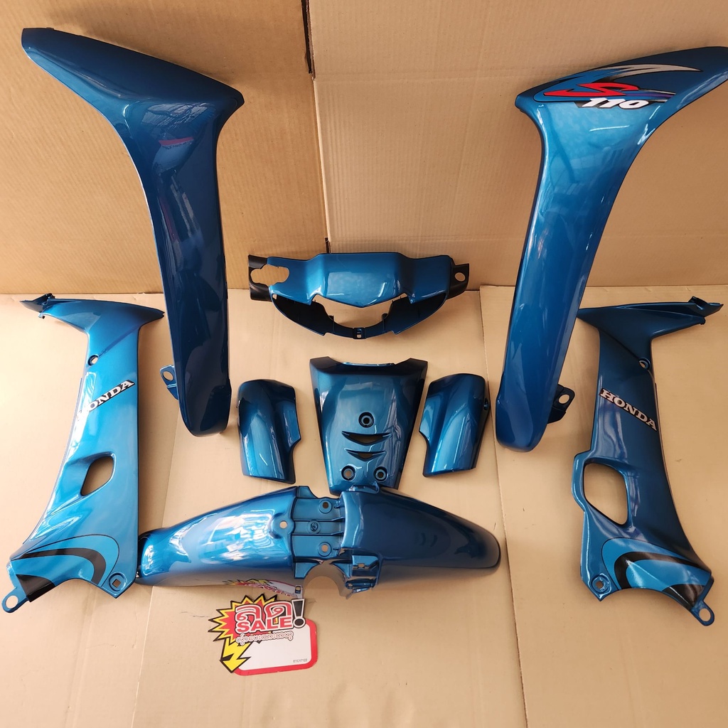 ครึ่งคันหน้า เวฟ100s (9ชิ้น)/ เฟรมรถ wave110s สีเขียว140p (ยกชุด 9 ชิ้น) กาบรถ แฟริ่ง พร้อมติดลาย