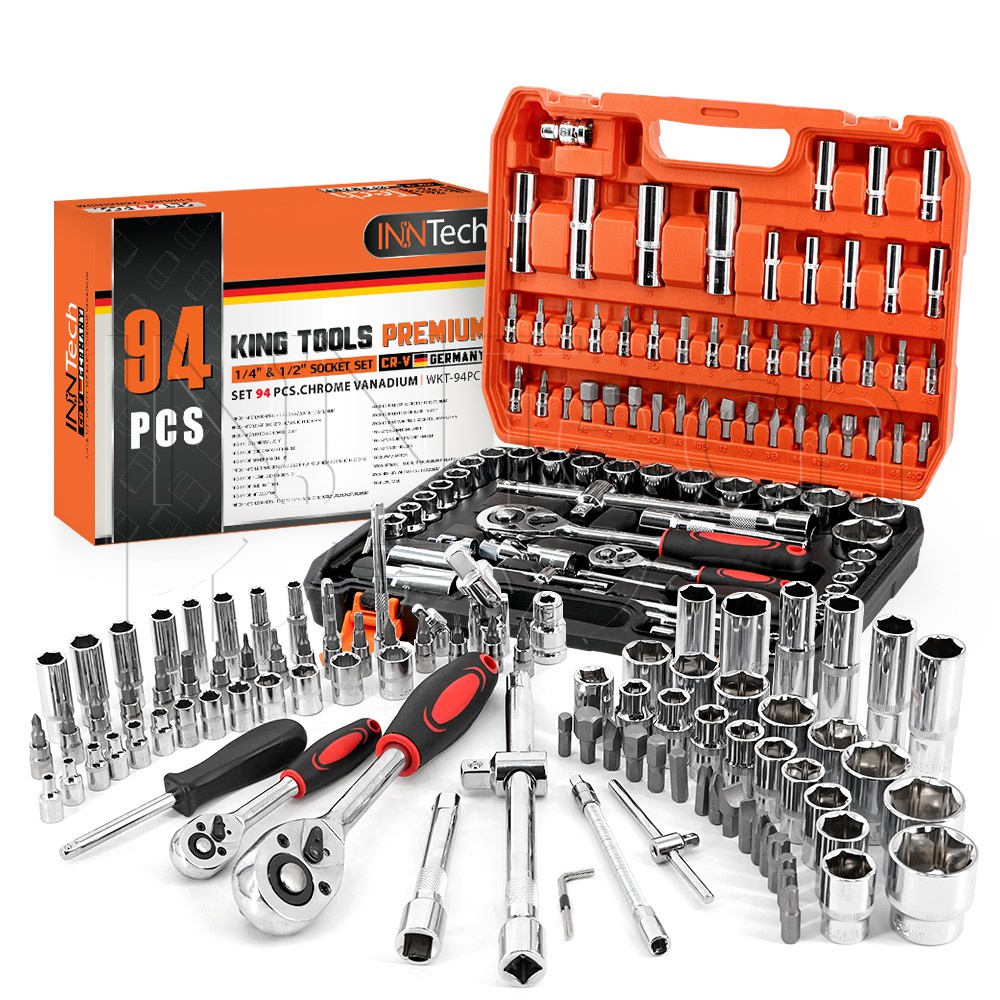 InnTech King Tools ชุดเครื่องมือ ประแจ ชุดบล็อก 94 ชิ้น ขนาด 1/4 นิ้ว และ 1/2 นิ้ว KING TOOLS SERIES รุ่น WKT-94pcs