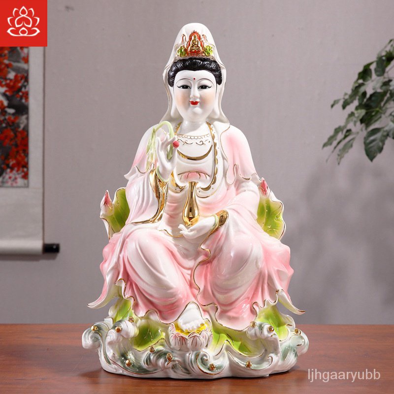 Chaozhou Zhenyi Ceramic Buddha Buddha Nanhai เจ้าแม่กวนอิมพระโพธิสัตว์หยกพอร์ซเลนสมบัติสีแดงฟรีเจ้าแ
