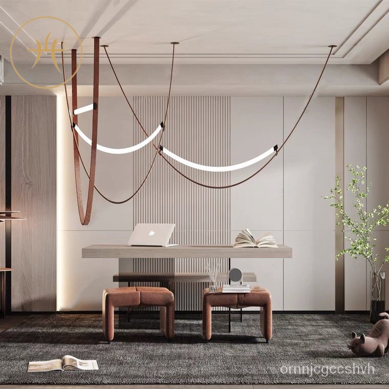 Nordic Post-Modern Living Room Dining Room and Study Room Minimalistic Personalized Belt Chandelier 