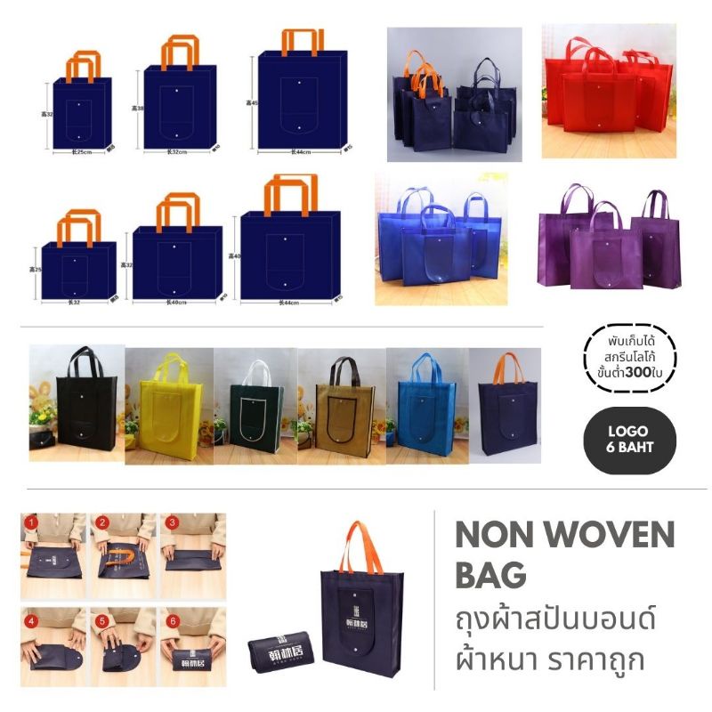 ถุงผ้าสปัน​บอนด์​ รุ่นหนา พับได้ มมีกระดุมพับเก็บ ทรงกล่อง​ เคลือบฟิล์ม กันน้ำ​ แข็งแรง​ สั่ง​สกรีนโลโก้ได้