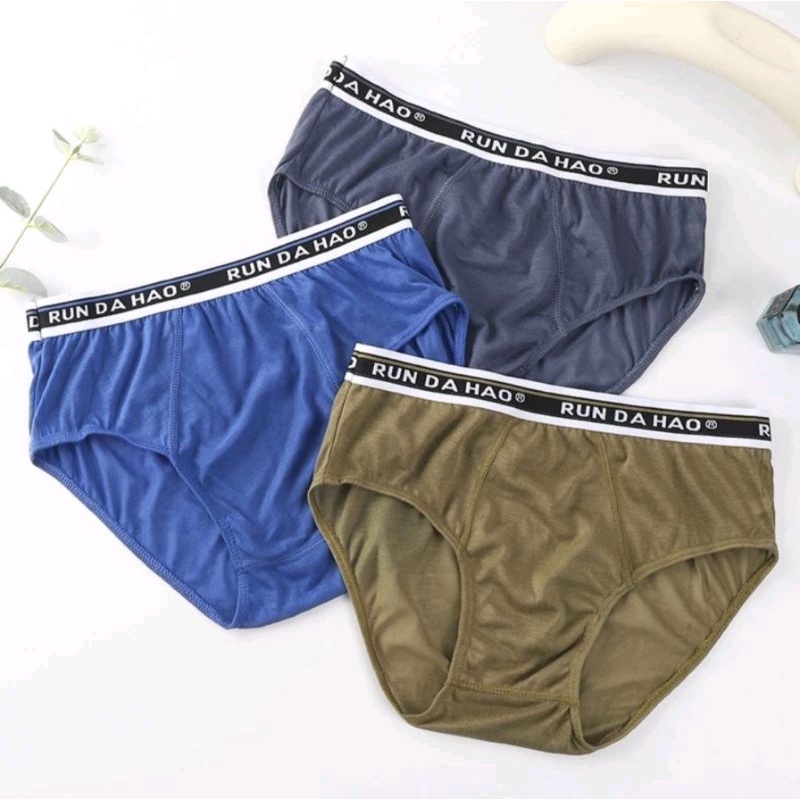 (ผู้ใหญ่) กางเกงในผู้ชาย สีพื้น ขาเว้า โชว์ขอบ ใส่สบาย 10 ตัว คละสี