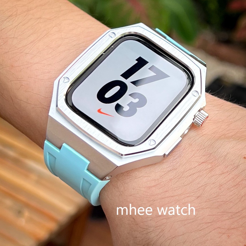 Case Apple Watch Stainless Rubber Blue Color for 44MM วัสดุดีมาก ทรงAP