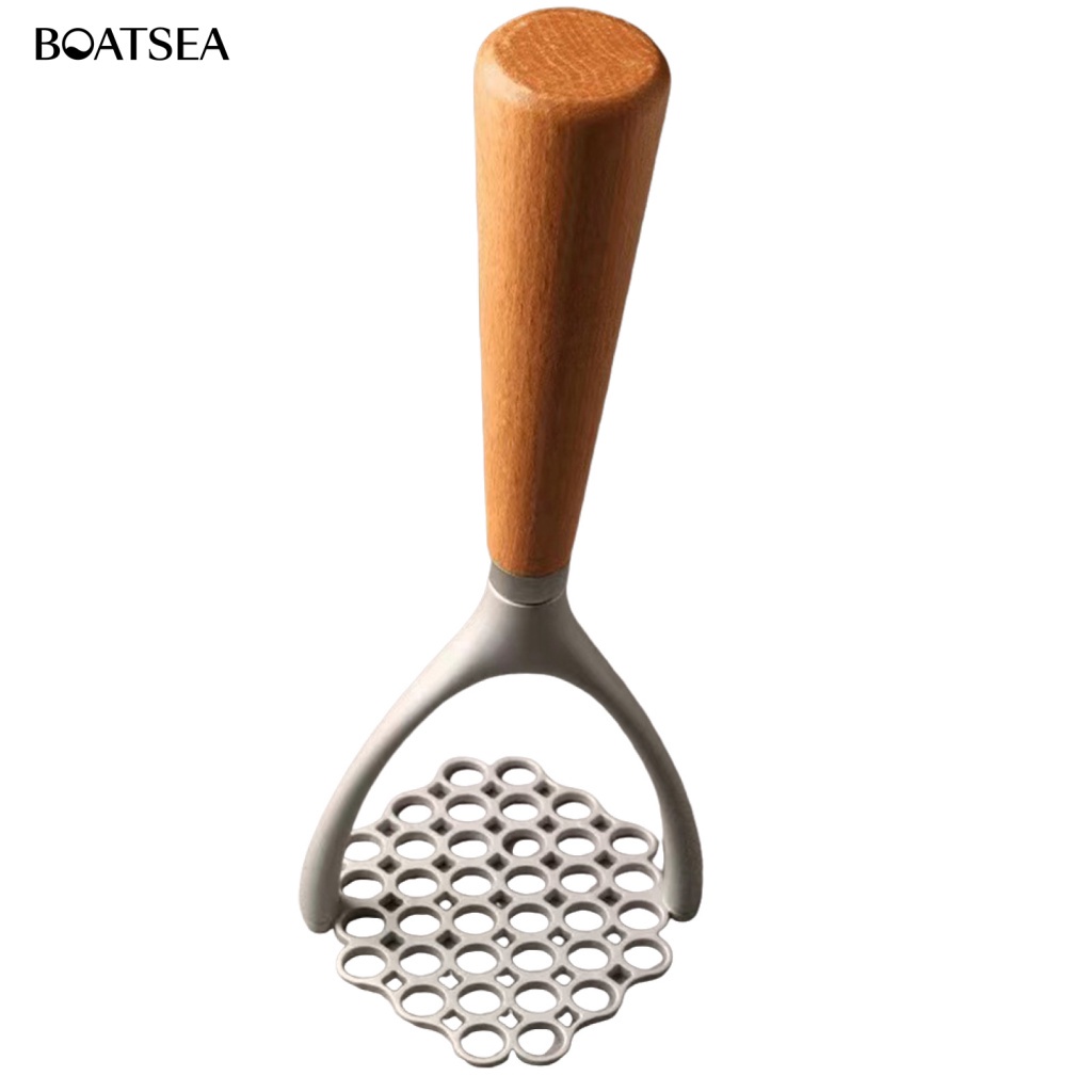 (Boatsea) เครื่องบดมันฝรั่ง ผัก และผลไม้ ด้ามจับไม้ ทําความสะอาดง่าย สําหรับเด็ก