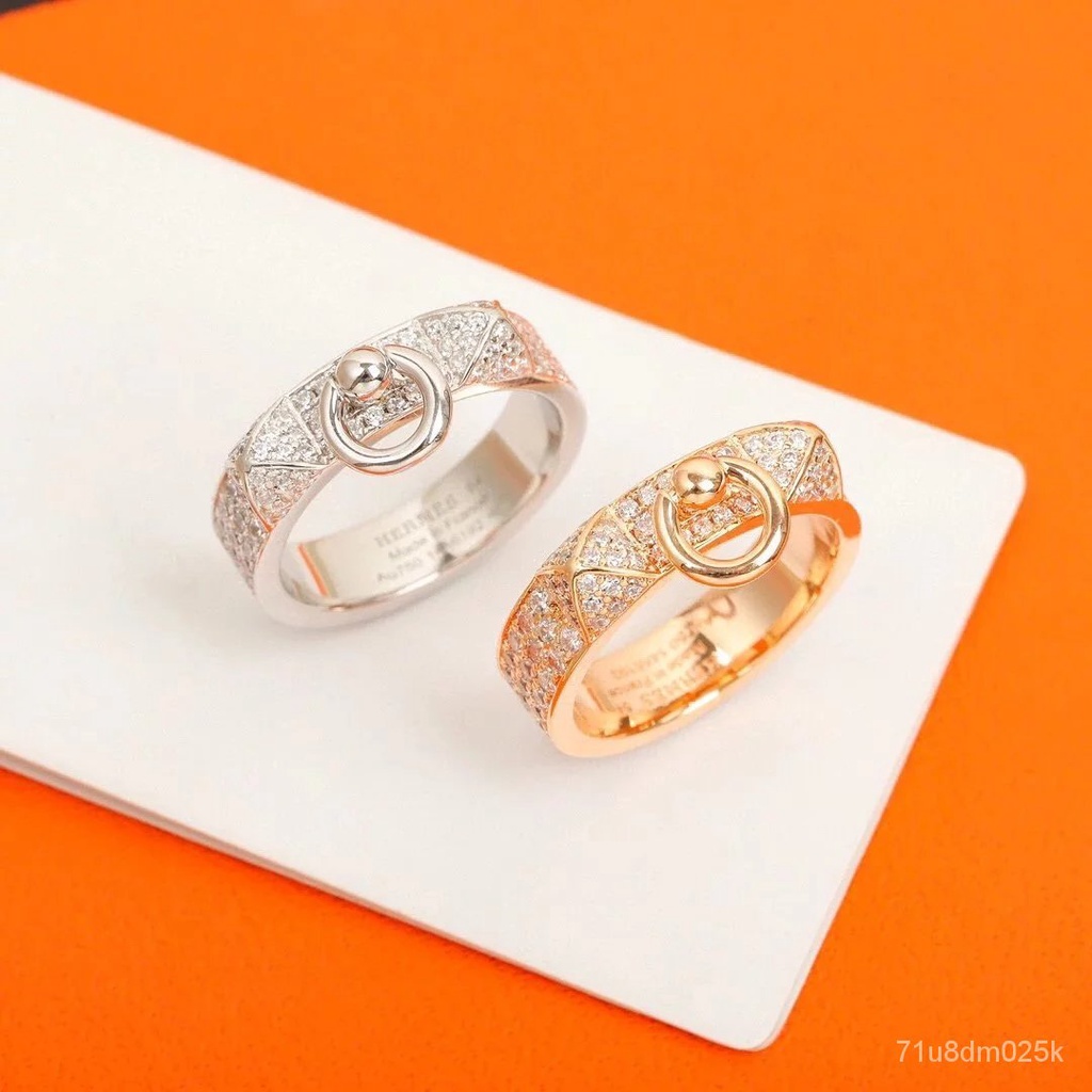 H.แหวนcdcแหวนเพชรแท้แหวนคู่สีเงินโรสโกลด์ Vวัสดุทอง