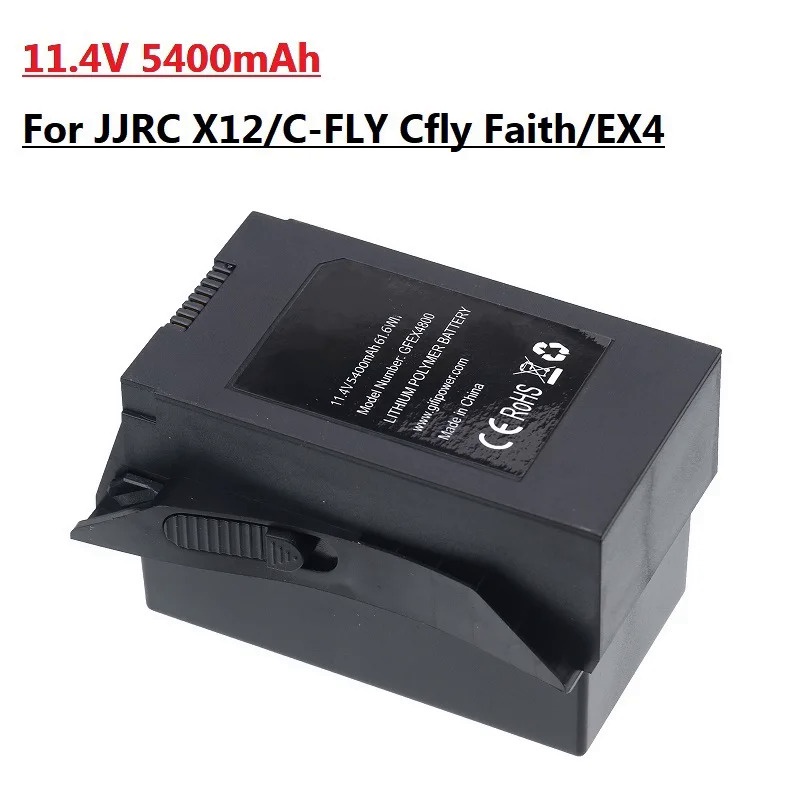 11.4โวลต์5400มิลลิแอมป์ชั่วโมงสำหรับ D01011สำหรับ JJRC X12/C-FLY Cfly ศรัทธา/EX4กับ RC จมูกแบตเตอรี่