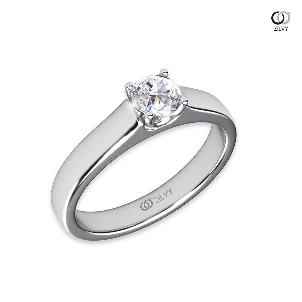 Zilvy - แหวนหญิงเพชรน้ำร้อย 0.30 กะรัต ตัวเรือน ทองคำขาว (GR1005)