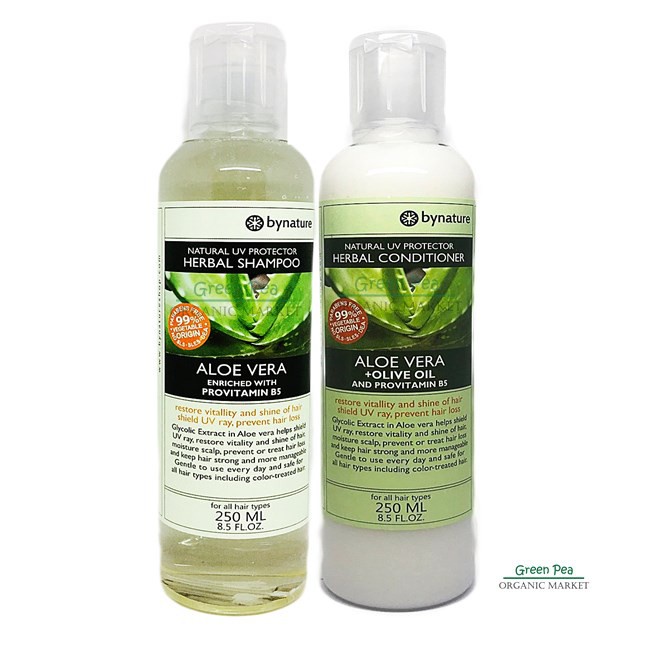 bynature เซทแชมพู และ ครีมนวดผมว่านหางจระเข้ บายเนเจอร์ 250 ml