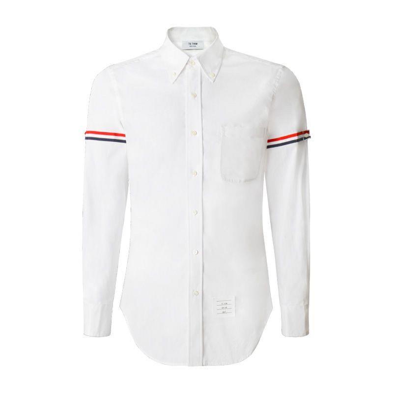 เสื้อเชิ้ต ผ้าออกซ์ฟอร์ด ลาย THOM Browne brand THOM BROANG สีขาว สไตล์ฮ่องกง สําหรับผู้ชาย