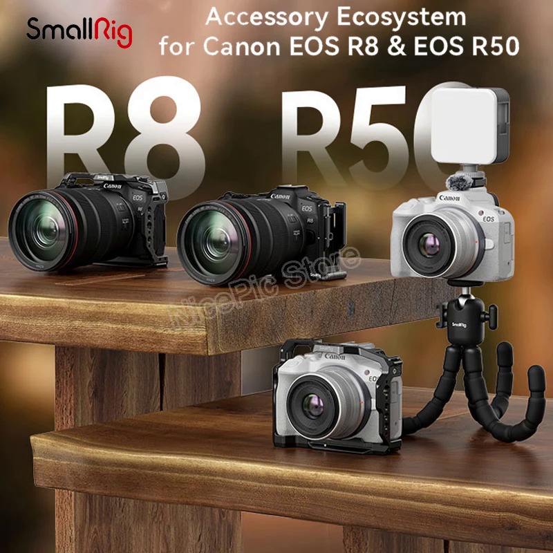 SmallRig Camera Cage สำหรับ Canon EOS R50 &amp; Canon EOS R8อุปกรณ์เสริมสำหรับกล้อง L-Bracket Quick Release Plate Kit