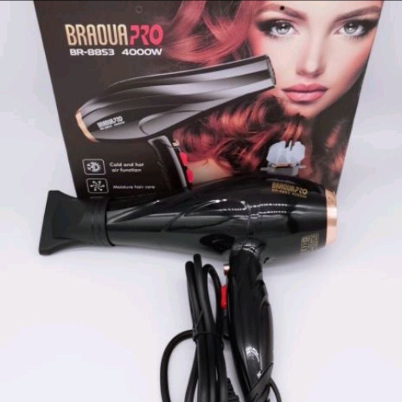 ไดร์​เป่า​ผม ​4000W รุ่น ​BR-8853 ลมแรง ร้อนเร็ว แห้งไว ปรับลมร้อน & ลมเย็น อย่างละ 2 ระดับ