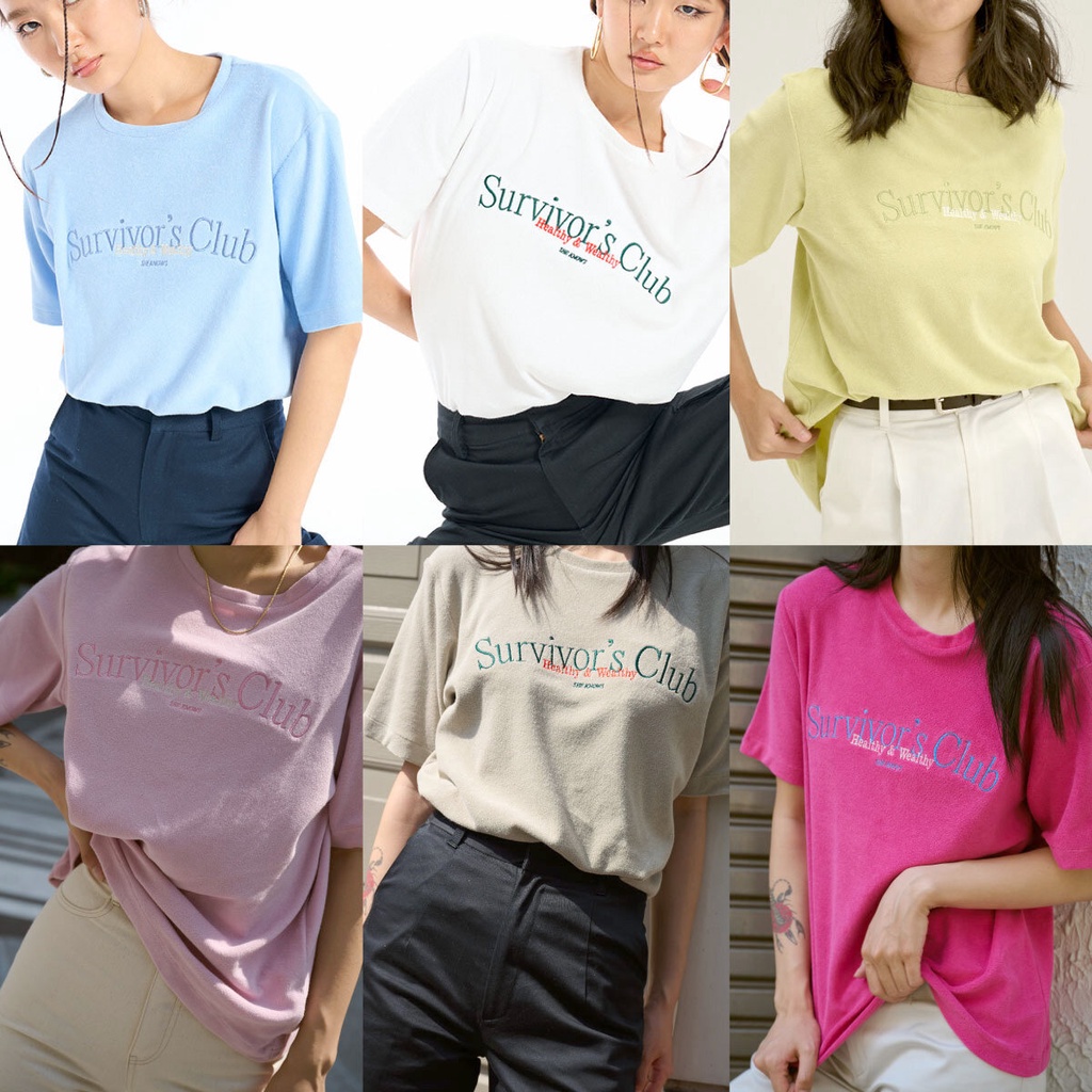 SHE KNOWS - Survivor's Club Oversized T-Shirt เสื้อยืดทรงโอเว่อร์ไซส์ Unisex ผ้าคอตต้อน Terry ปักลาย