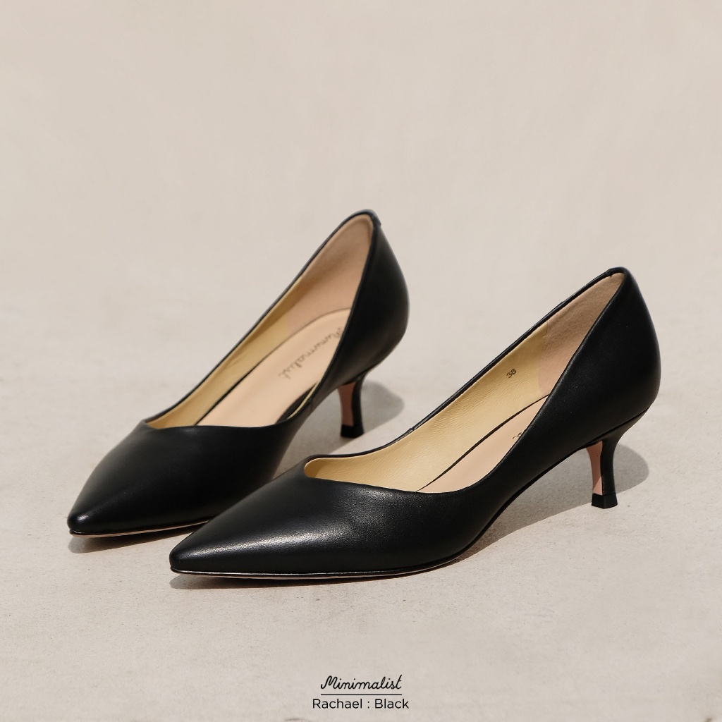 𝐌𝐈𝐍𝐈𝐌𝐀𝐋𝐈𝐒𝐓 รองเท้าส้นสูงหนังแกะ รุ่น Rachael (black) สูง 2 นิ้ว ไม่เมื่อยเท้า หน้าเท้าไม่แคบ